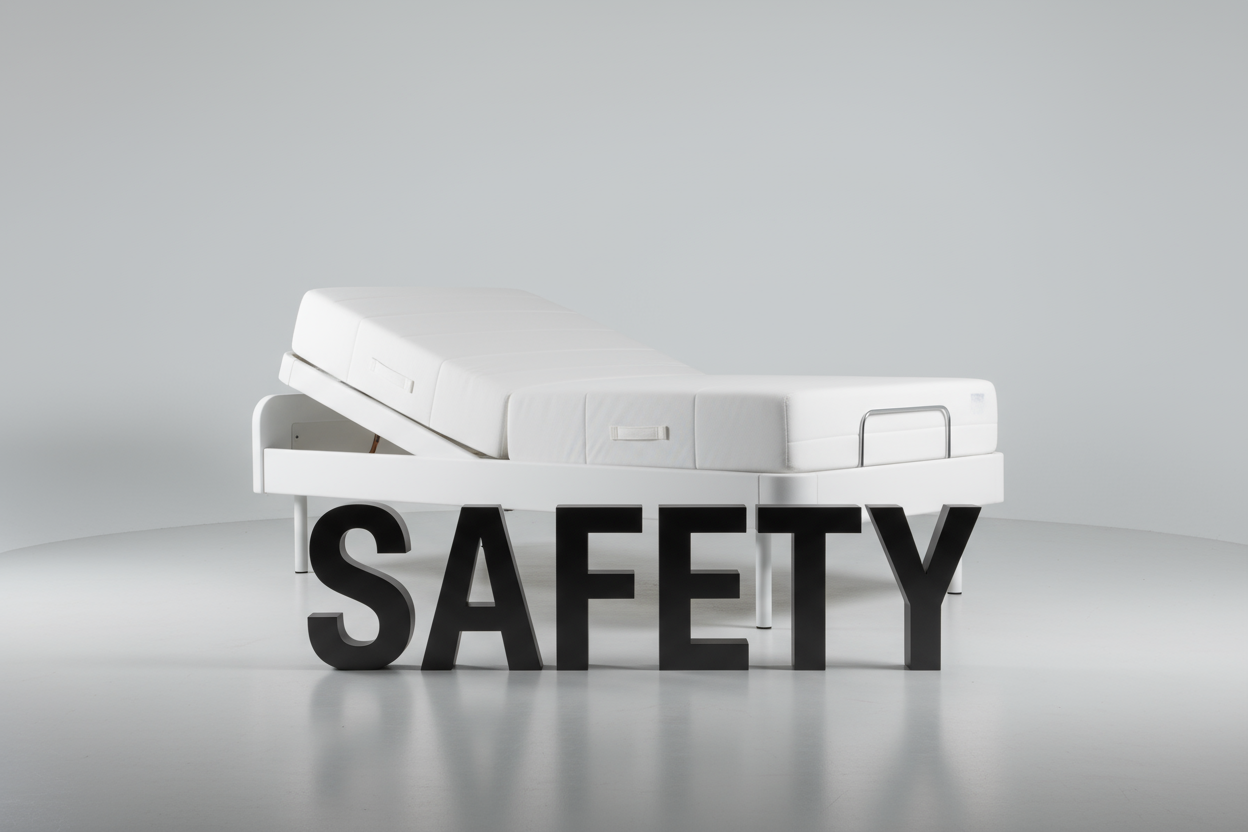 text that says SAFETY infront of the electropedic wh2 adjustable bed